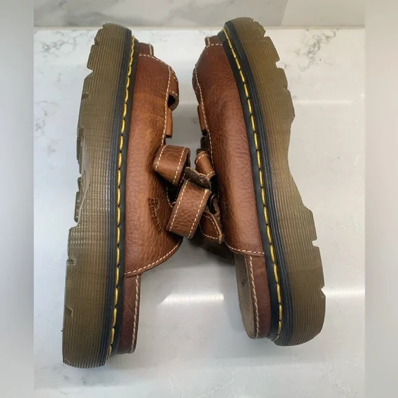 Y2K Dr. Martens Brown Leather Dune Fisherman Sandals Slides Size 8 - Picture 5 of 9